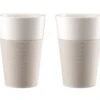 Tasses BODUM - Bistro En Porcelaine Avec Bande Silicone Blanche 2x60cl -Café Soldes Boutique 2mugsbistro bandesilicone 1