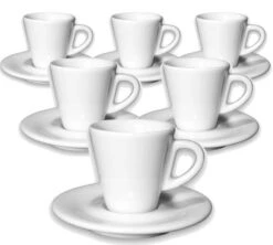 6 Tasses Espresso Et Sous-tasses 7 Cl Porcelaine Favorita - Ancap