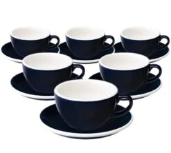 6 Tasses Cappuccino Et Sous-tasses Egg 20 Cl Denim - Loveramics