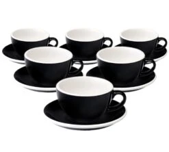 6 Tasses Cappuccino Et Sous-tasses Egg 20 Cl Black - Loveramics