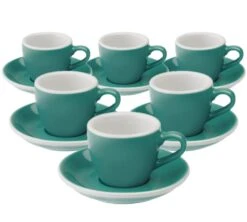 6 Tasses Espresso Egg Et Sous-Tasses Teal Loveramics - 8 Cl