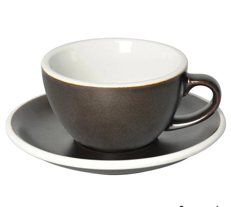 6 Tasses Cappuccino Et Sous-tasses Egg 20 Cl Gunpowder- Loveramics 4 6 Tasses Cappuccino Et Sous-tasses Egg 20 Cl Gunpowder- Loveramics – Image 2