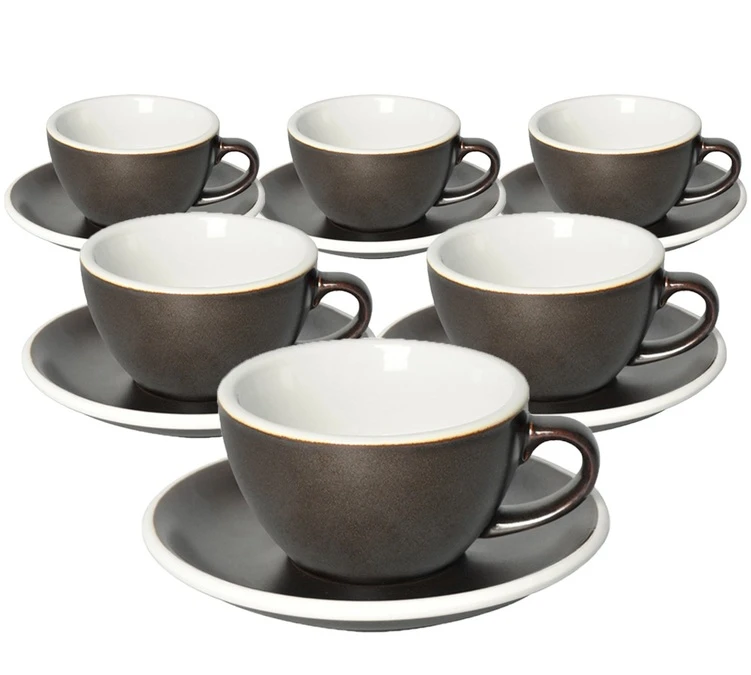 6 Tasses Cappuccino Et Sous-tasses Egg 20 Cl Gunpowder- Loveramics 3 6 Tasses Cappuccino Et Sous-tasses Egg 20 Cl Gunpowder- Loveramics