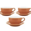 3 Tasses Et Sous Tasses Latte Bowl 25 Cl Orange - ORIGAMI -Café Soldes Boutique origami orange 25x3
