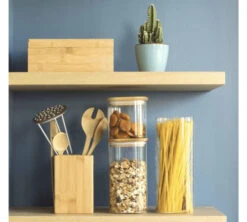 Boîte De Conservation Carrée - En Verre Et Bambou 1.4L - PEBBLY -Café Soldes Boutique pebblboite2